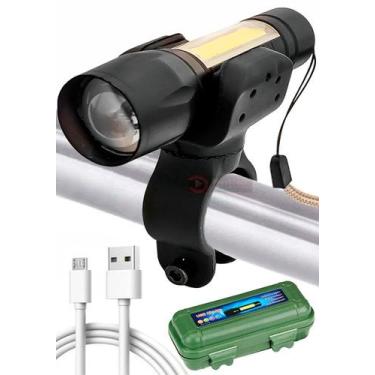 Imagem de Kit Lanterna Bike Recarregável USB, Farol para Bicicleta 100000 Lumens