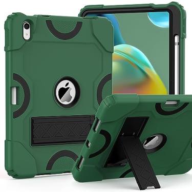 Imagem de Grifobes Capa para iPad de 11 polegadas (A16) 2025 / 10ª geração 11 polegadas 2022, iPad 11/10ª capa com suporte para lápis, capa protetora resistente com suporte para meninas e crianças, verde escuro