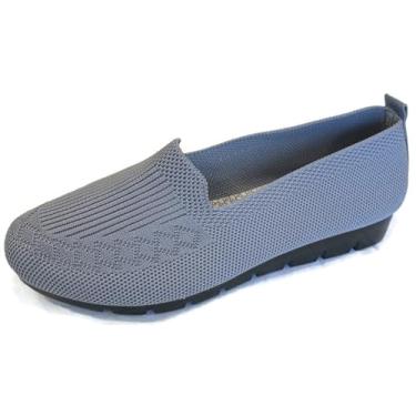 Imagem de SPATI Sapatos rasos femininos de malha leves e confortáveis calçados femininos sem cadarço de malha respirável sapatos de caminhada femininos bico redondo preto, rosa, roxo, vermelho, azul marinho,