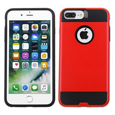 Imagem de Cube Apple iPhone 8 Plus/7 Plus/6s Plus/6 Plus - Capa vermelha metálica com película preta de TPU