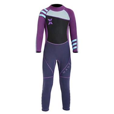 Imagem de Roupa de mergulho infantil de 2,5 mm, manga comprida, peça única, proteção UV, maiô térmico para mergulho, snorkeling, natação, 10-11 anos, roxo