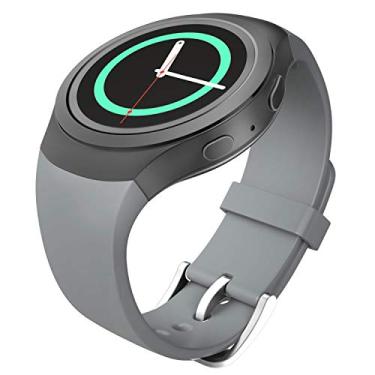 Imagem de MoKo Pulseira de relógio compatível com Samsung Gear S2, pulseira esportiva de substituição de silicone macio compatível com Gear S2 (SM-R720 / SM-R730 apenas), não serve para S2 Classic (SM-R732 e SM-R735), não serve para Gear Fit2, cinza