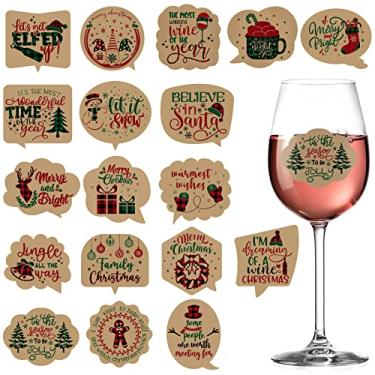 Imagem de AnyDesign 120 peças de marcadores de bebida para copos de vinho de Natal, 24 estilos, adesivos removíveis para garrafas de vinho alternativas para coquetéis de champanhe e festas de vinho
