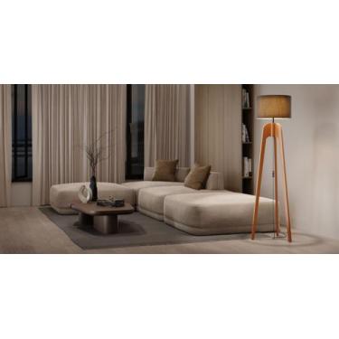 Imagem de Luminária Modelo Atenas Pés Em Madeira E Cúpula Tecido Brugges - LCN M