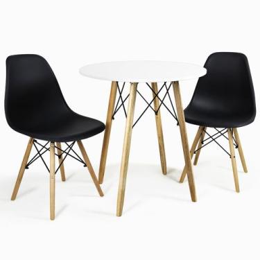 Imagem de Mesa Eiffel Redonda Branca 70 Cm MDF +2 Cadeira Eames Eiffel - E-litor