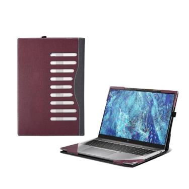 Imagem de Capa de laptop para HP ZBook Firefly 16 G9/ZBook Firefly G10 40.6 cm capa para notebook para estação de trabalho móvel bolsa de computador capa protetora de couro PU (vinho vermelho)