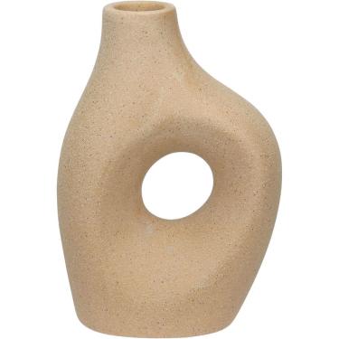 Imagem de CASTIÇAL DECORATIVO PORTA VELA SUPORTE HOME&CO CERÂMICA 19x13x7cm BEGE