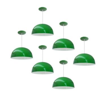 Imagem de Kit 6 Luminária Pendente Meia Lua 24cm Com Interior Branco Brilho Fiaç