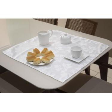 Imagem de Toalha de Chá Centro de Mesa Quadrada Jacquard Luxo 0,70x0,70 - Branco