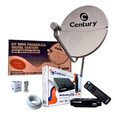 Imagem de Kit Antena Bipartida Century KU 60 cm + Receptor Midiabox B7 + LNBF Simples + Cabo 15M C/Conectores