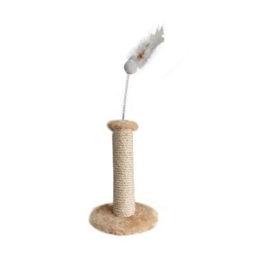 Imagem de Arranhador Sisal Pelucia Bege p/ Gatos com Mola - Hello Pet