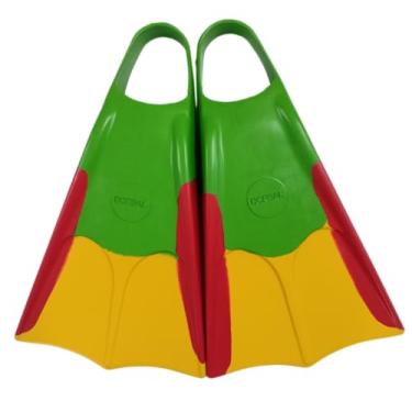 Imagem de DORSAL Bodyboard Bodysurf Floating Swimfins Havaí (Flippers) Verde/Vermelho/Amarelo X-Grande - Tamanho Masculino EUA 12-13