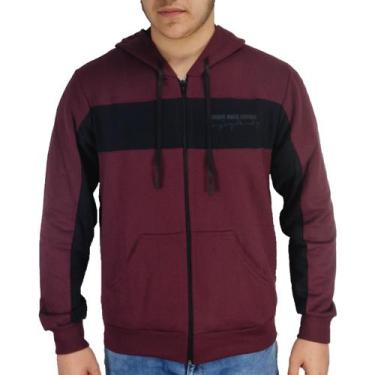 Imagem de Jaqueta De Moletom Com Ziper Adulto Bordo e Preto Yellowl M