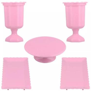 Imagem de Kit Festa 5 Peças, Vaso + Boleira + Bandeja Decoração Doces - Magno fe