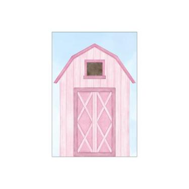 Imagem de Painel De Festa Vertical 1,50 x 2,20 - Fazendinha Celeiro Rosa Suave 0