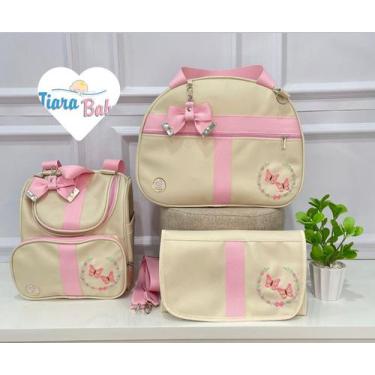 Imagem de Conjunto de luxo mochila 2 em 1/ 3 peças tiara baby - TIARA BABY , Ros