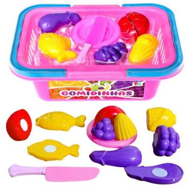 Imagem de Cesta de Comidinhas para Cortar ao Meio Infantil com 8 Peças - Toy Mas