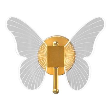 Imagem de Arandela Borboleta Dourada Cabeceira Corredor Quarto 3 Luzes Parede Bi