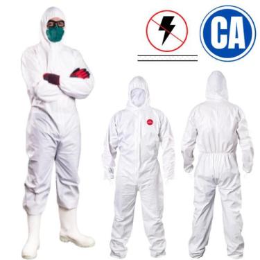 Imagem de Macacão Segurança Proteção Química Laboratório Pintura Longo Laminado 