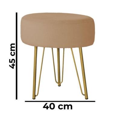 Imagem de Banquinho Tipo Puff Pé de Ferro Dourado - Trendy, Capuccino