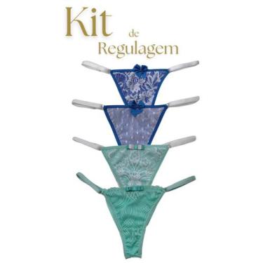 Imagem de Kit 4 Calcinhas Fio Duplo de Regulagem Lateral c/Renda  - ANA JULIA MO