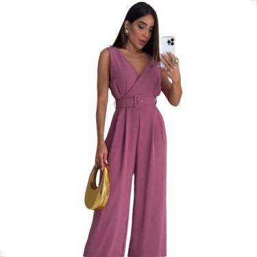 Imagem de Macacão Longo Regata Pantalona Flare Cinto Alfaitaria Duna - Laura e-C