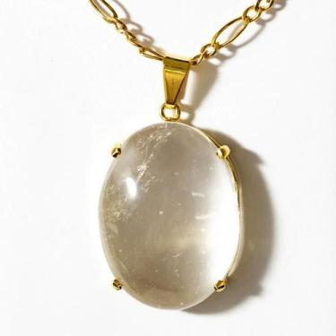 Imagem de Colar Extra Cabochão Pedra Quartzo Cristal Garra Prata 950 - Cristaisd