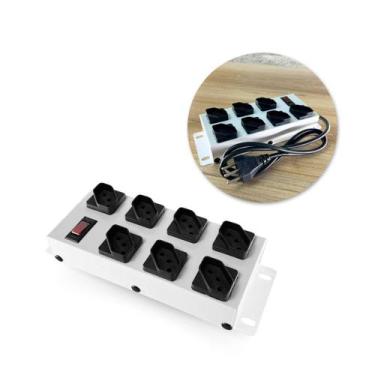 Imagem de Filtro de linha metalico branco com 7 tomadas ipec