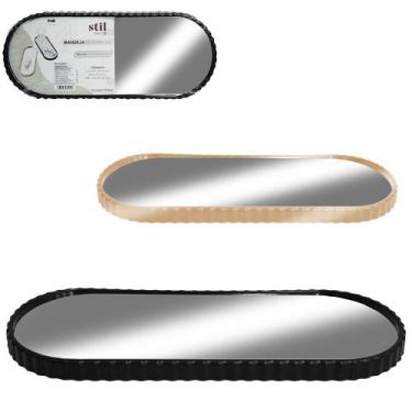 Imagem de Bandeja Espelhada Banheiro Lavabo Oval Decorativa Multiuso - MM, Preto