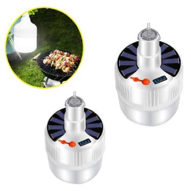 Imagem de Kit 2 Lâmpadas Solar Led Emergências Bulbo Energia Duradoura Luz Branc