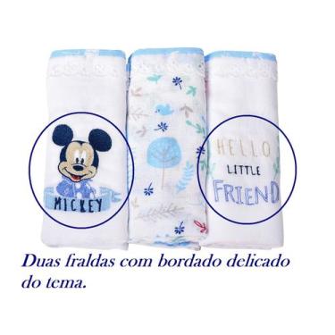 Imagem de Kit 3 Fralda de Pano Boca Bordada com Bainha Disney Mickey - minasrey
