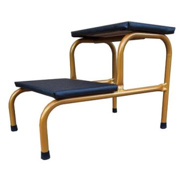 Imagem de Escada Clínica Tubo 3/4 de 2 Degraus Esmaltada Piso MDF Com Antiderrap