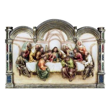 Imagem de Quadro Santa Ceia Páscoa Moldura Castelo Religioso 50Cm