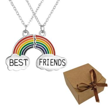 Imagem de Colar Duplo Best Friends Arco Íris Melhores Amigas Presente - Things N