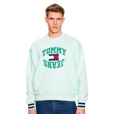 Imagem de Moletom Tommy Jeans Masculino Crewneck Boxy Arched Logo Verde Claro-Masculino