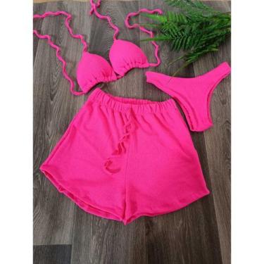 Imagem de Biquíni com short malha canelada - modas quir0z, Pink neon, M