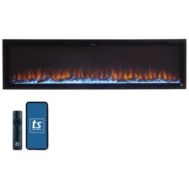 Imagem de Lareira Elétrica de Embutir A48x182L com Controle Remoto e Chamas Multicolorida, 1500W, 110v, TOUCHSTONE, Preto