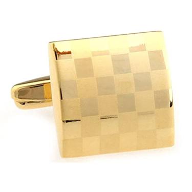 Imagem de Abotoaduras masculinas a laser clássicas quadradas luxuosas para presente de casamento e negócios Dourado