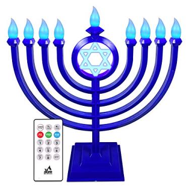 Imagem de Ner Mitzvah LED Electric Hanukkah Menorah - Color Changing LED Traditional Classic Chanukah Menorah with Remote- Battery or USB Powered - Included - Silver