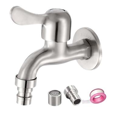 Imagem de Bifordo Torneira para máquina de lavar roupa para jardim ao ar livre, entrada NPT macho de 1/5.1 cm com torneira de pia de esfregão de saída GHT de 3/10.2 cm, torneira de sala de utilidade fácil de