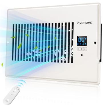 Imagem de VIVOHOME Ventilador com abertura inteligente de 15 x 25 cm com termostato inteligente e controle remoto de 10 velocidades - capa de ventilação de 29,5 cm x 19 cm para sala, piso, parede - branco
