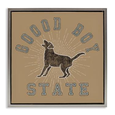 Imagem de Stupell Industries Arte de parede em tela flutuante vintage Good Boy State emoldurada por Spirit Animals/Life Is High, moldura flutuante cinza, 63 x 63 cm