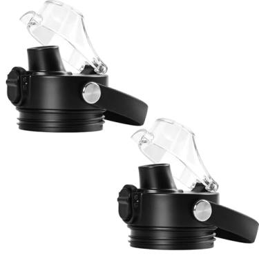 Imagem de XACIOA Tampa flip automática para garrafas YETI Rambler 18 26 36 1,8 g, tampa de bico para garrafas RTIC 18 26 36 1,134 g, tampa de substituição com botão, sem BPA, à prova de vazamento, preta, pacote