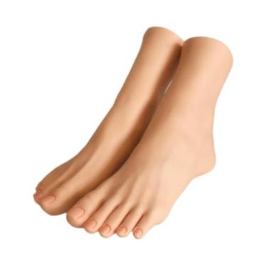 Imagem de predolo Modelo de pés, simulação realista, pés de manequim resistentes, modelo de pé falso, pé para esboço de arte jewerly, exibição de unhas de varejo