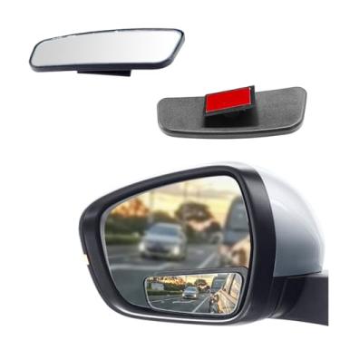 Imagem de 2 peças de espelho de ponto cego retangular para carro, espelho grande angular ajustável com moldura, espelho retrovisor lateral universal, design adesivo, espelho convexo de vidro HD para carros,