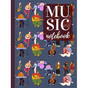 Imagem de Music Notebook : Colourful Musical people: Wide Staff : Music Writing Hardcover Notebook * blank Sheet Music Notebook * Wide Staff Blank Manuscript ... 13 Staves per page * 8.25" x 11" * 102 Pages