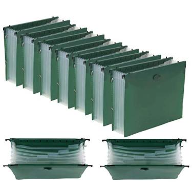 Imagem de Iconikal Pasta suspensa expansível com 7 divisórias, verde, pacote com 12