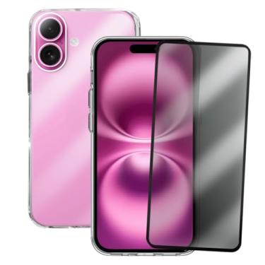 Imagem de Kit Proteção iPhone 16, Capinha Transparente Space + Película 3D Privacidade Anti Espião