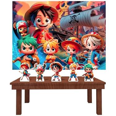 Imagem de Kit Decoração Festa de Aniversário Infantil Painel + Displays One Piece 3D