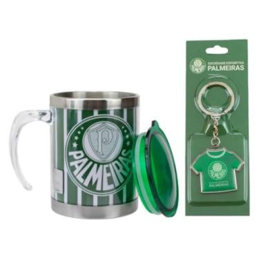 Imagem de Kit Palmeiras Caneca Térmica Inox e Chaveiro Metal Oficial